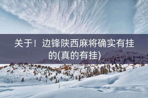 关于！边锋陕西麻将确实有挂的(真的有挂)