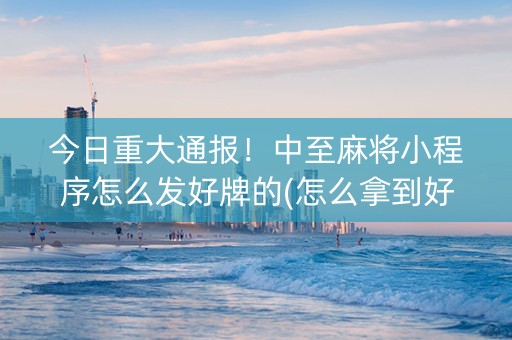 今日重大通报！中至麻将小程序怎么发好牌的(怎么拿到好牌)