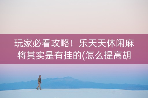 玩家必看攻略！乐天天休闲麻将其实是有挂的(怎么提高胡牌率)