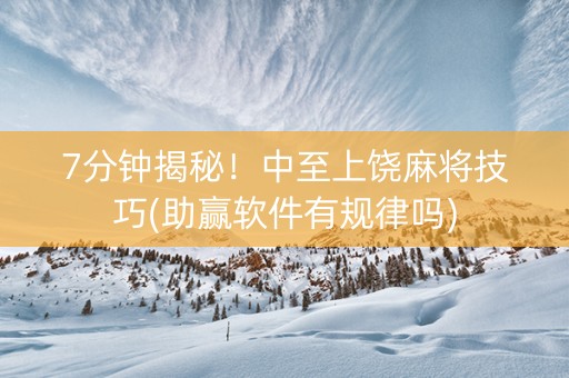 7分钟揭秘！中至上饶麻将技巧(助赢软件有规律吗)