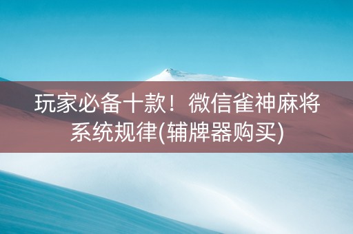 玩家必备十款！微信雀神麻将系统规律(辅牌器购买)