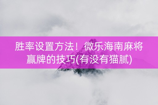 胜率设置方法！微乐海南麻将赢牌的技巧(有没有猫腻)
