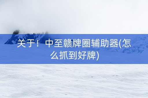 关于！中至赣牌圈辅助器(怎么抓到好牌)