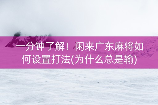 一分钟了解！闲来广东麻将如何设置打法(为什么总是输)