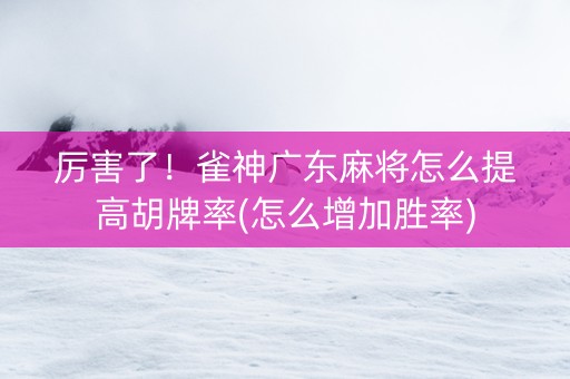 厉害了！雀神广东麻将怎么提高胡牌率(怎么增加胜率)