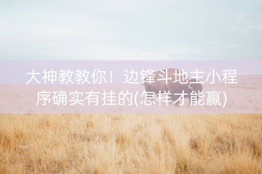 大神教教你！边锋斗地主小程序确实有挂的(怎样才能赢)