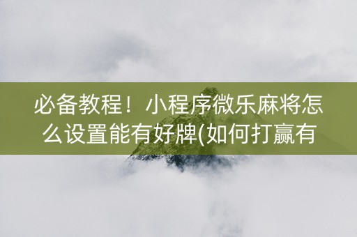 必备教程！小程序微乐麻将怎么设置能有好牌(如何打赢有插件吗)