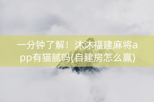 一分钟了解！沐沐福建麻将app有猫腻吗(自建房怎么赢)