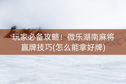 玩家必备攻略！微乐湖南麻将赢牌技巧(怎么能拿好牌)