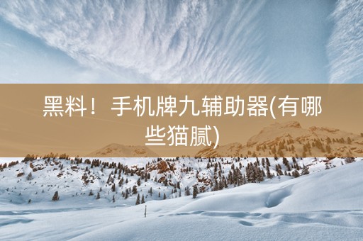 黑料！手机牌九辅助器(有哪些猫腻)