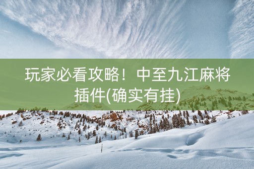 玩家必看攻略！中至九江麻将插件(确实有挂)