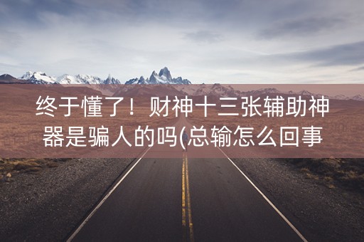 终于懂了！财神十三张辅助神器是骗人的吗(总输怎么回事)