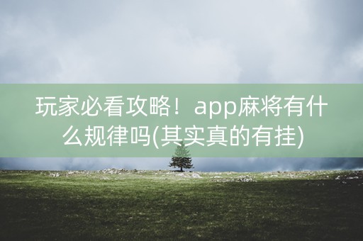 玩家必看攻略！app麻将有什么规律吗(其实真的有挂)