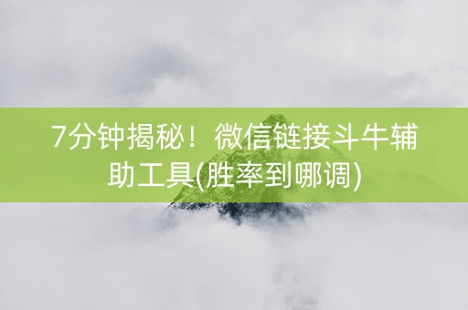 7分钟揭秘！微信链接斗牛辅助工具(胜率到哪调)