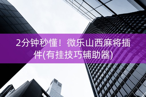 2分钟秒懂！微乐山西麻将插件(有挂技巧辅助器)
