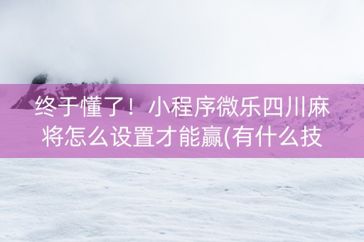 终于懂了！小程序微乐四川麻将怎么设置才能赢(有什么技巧)