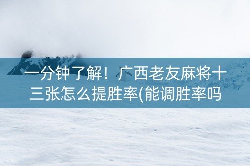 一分钟了解！广西老友麻将十三张怎么提胜率(能调胜率吗)