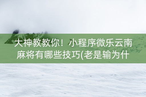 大神教教你！小程序微乐云南麻将有哪些技巧(老是输为什么)