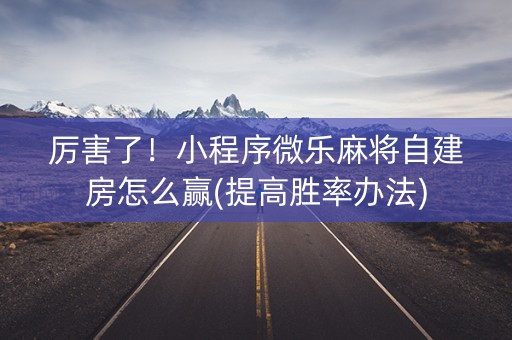 厉害了！小程序微乐麻将自建房怎么赢(提高胜率办法)