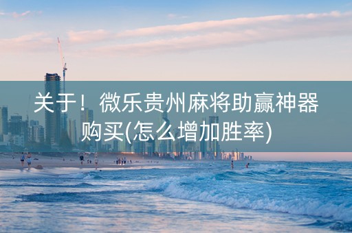 关于！微乐贵州麻将助赢神器购买(怎么增加胜率)