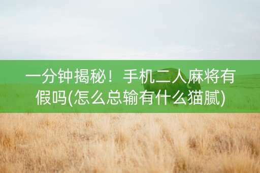 一分钟揭秘！手机二人麻将有假吗(怎么总输有什么猫腻)