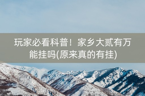 玩家必看科普！家乡大贰有万能挂吗(原来真的有挂)