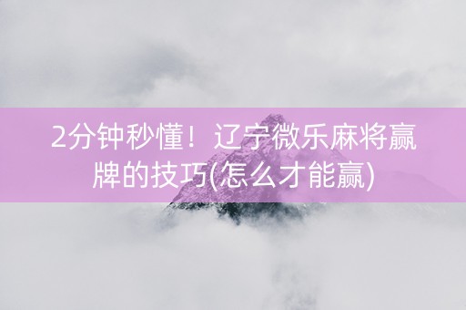 2分钟秒懂！辽宁微乐麻将赢牌的技巧(怎么才能赢)