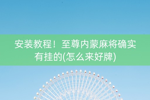 安装教程！至尊内蒙麻将确实有挂的(怎么来好牌)