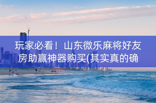 玩家必看！山东微乐麻将好友房助赢神器购买(其实真的确实有挂)