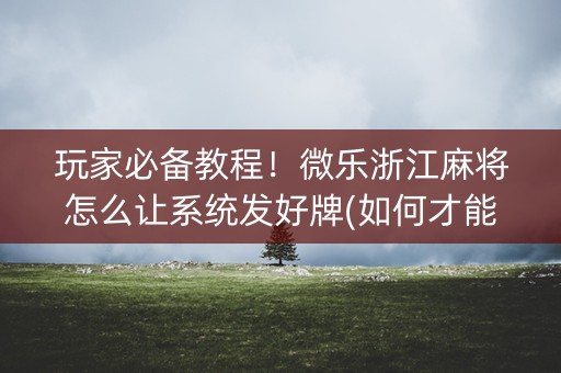 玩家必备教程！微乐浙江麻将怎么让系统发好牌(如何才能打赢)