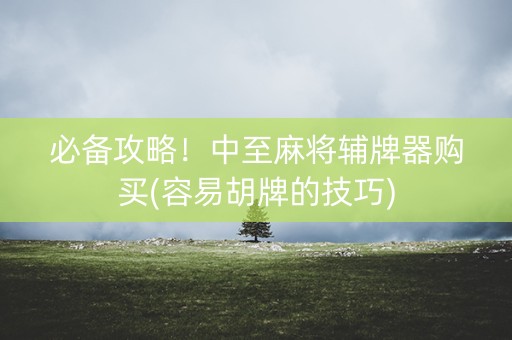 必备攻略！中至麻将辅牌器购买(容易胡牌的技巧)