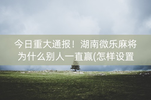 今日重大通报！湖南微乐麻将为什么别人一直赢(怎样设置才容易赢)