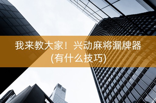 我来教大家！兴动麻将漏牌器(有什么技巧)