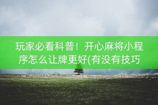 玩家必看科普！开心麻将小程序怎么让牌更好(有没有技巧)