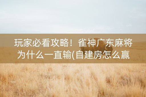 玩家必看攻略！雀神广东麻将为什么一直输(自建房怎么赢)