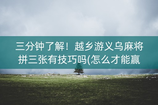 三分钟了解！越乡游义乌麻将拼三张有技巧吗(怎么才能赢)