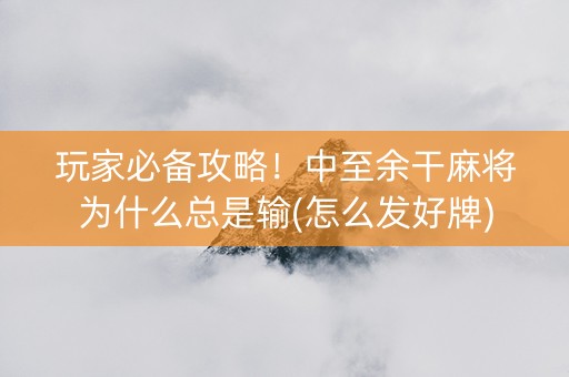 玩家必备攻略！中至余干麻将为什么总是输(怎么发好牌)