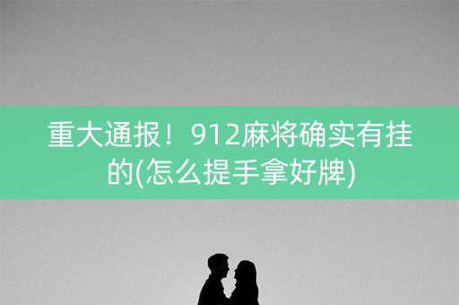 重大通报！912麻将确实有挂的(怎么提手拿好牌)