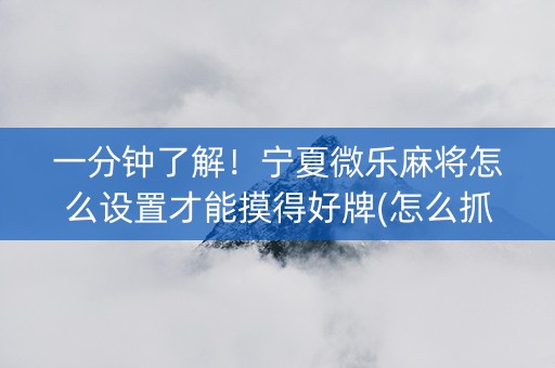 一分钟了解！宁夏微乐麻将怎么设置才能摸得好牌(怎么抓到好牌)