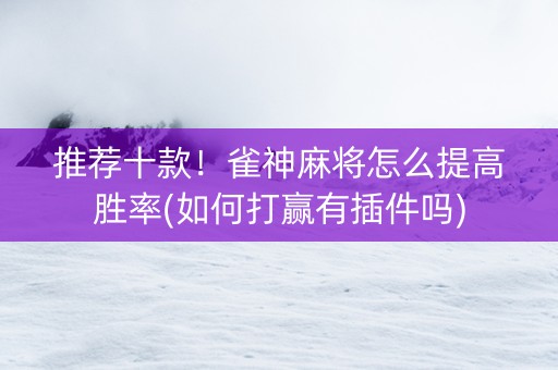 推荐十款！雀神麻将怎么提高胜率(如何打赢有插件吗)