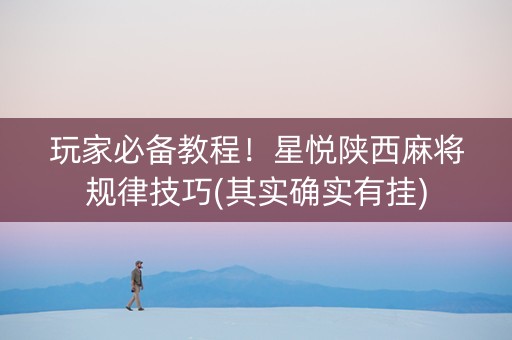 玩家必备教程！星悦陕西麻将规律技巧(其实确实有挂)
