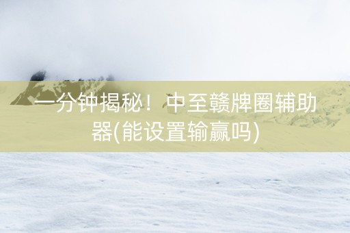 一分钟揭秘！中至赣牌圈辅助器(能设置输赢吗)
