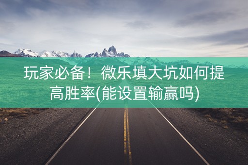 玩家必备！微乐填大坑如何提高胜率(能设置输赢吗)