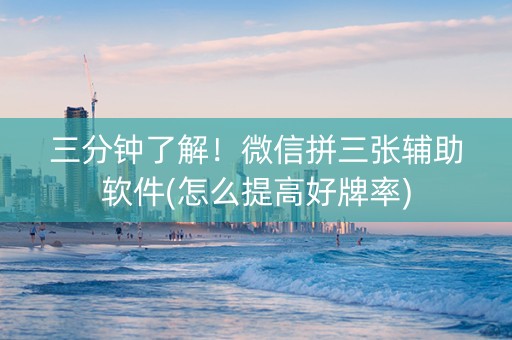 三分钟了解！微信拼三张辅助软件(怎么提高好牌率)