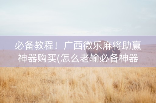 必备教程！广西微乐麻将助赢神器购买(怎么老输必备神器)