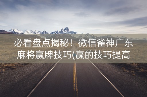 必看盘点揭秘！微信雀神广东麻将赢牌技巧(赢的技巧提高胜率)