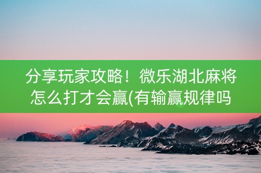 分享玩家攻略！微乐湖北麻将怎么打才会赢(有输赢规律吗)