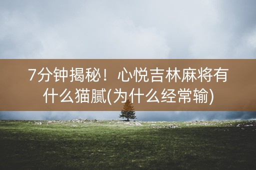 7分钟揭秘！心悦吉林麻将有什么猫腻(为什么经常输)