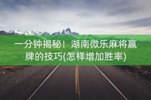 一分钟揭秘！湖南微乐麻将赢牌的技巧(怎样增加胜率)