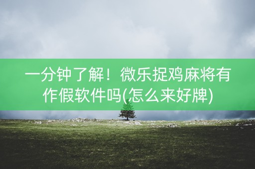 一分钟了解！微乐捉鸡麻将有作假软件吗(怎么来好牌)
